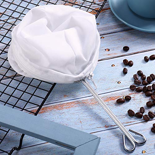 Tatuo 4 Pieces 5.5 Inch Ultra Fine Mesh Strainer Bags Reusable Filter with 2 Stainless Steel Frame with Handle for Filter Nut Milk Coffee Tea Traditional Thai Butter Bag Juices and Fresh Cheese Cotton