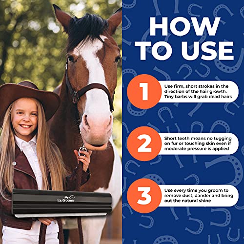 EquiGroomer 8-Inch Deshedding Brush for Dogs & Horses, Black - color: Black