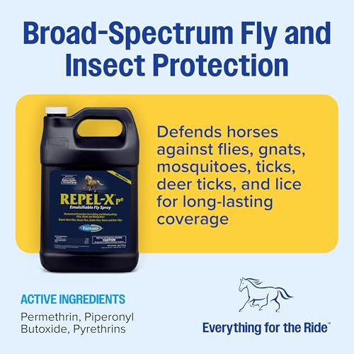 Farnam Repel-X pe Fly Spray Concentrate for Horses & Dogs, 128 oz | Makes 32 Quarts,Repels barn flies, gnats, mosquitoes, ticks, and lice as a concentrated that mixes with water - size: 128 Oz Concentrate