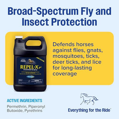 Farnam Repel-X pe Concentrated Fly Spray for Horses & Dogs, 128 Ounces - size: 128 Oz Concentrate