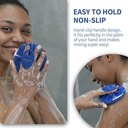 Silicone Body Scrubber, BEAUTAIL Gentle Exfoliating Shower Brush for Body | Hygienic Silicone Loofah, Easy-Grip Handle, Soft Bath Essential Scrubber for Sensitive Skin, Women, Men & Kids, 1 Pack, Blue - color: Blue 1 Pc