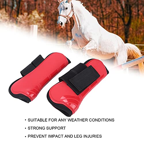 Horse Tendon Boots for Riding and Jumping, PU Shell Protectors with Elastic Neoprene, Nylon Fastener, Red Front and Hind Boots to Prevent Leg Injuries - size: A pair of large front legs