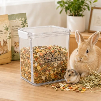 Small Animal Food Storage Box,Airtight Pet Food Storage Containers with Scoop,4.23 Qt Guinea Pig Food Container Storage Keep Fresh,Animal Food Containers for Hamster/Rabbit Dry Food Containers(Clear)