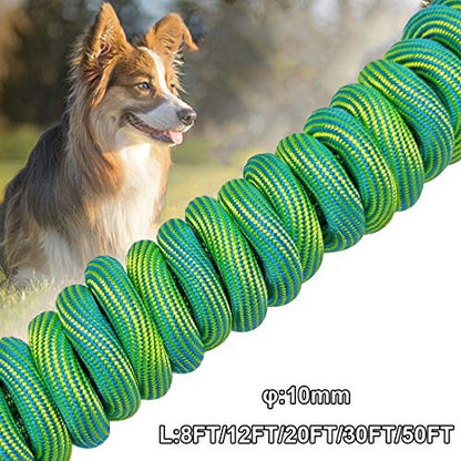 8FT Dog Tie-Out Rope + Bungee Dog Leash Extension