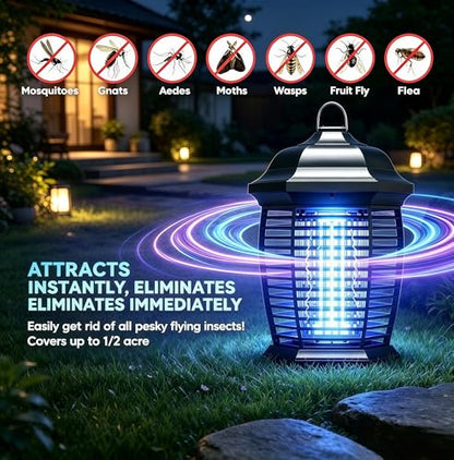 20W 4200V Electric Bug Zapper, IPX4 Waterproof Mosquito Zapper, Indoor Outdoor Insect Killer with 6ft Cord for Patio Garage Backyard.