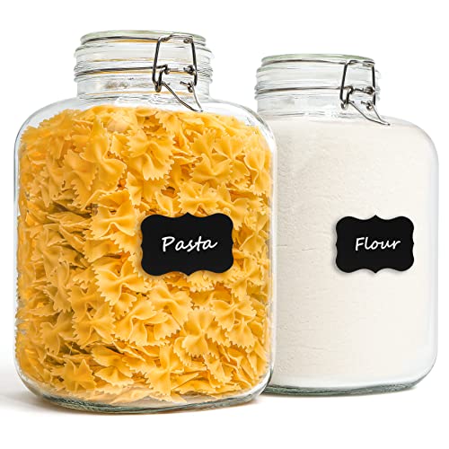 ComSaf Square Glass Pantry Jars with Airtight Lids 1.1 Gallon 2 Pack Large - size: 1.1 Gal*2