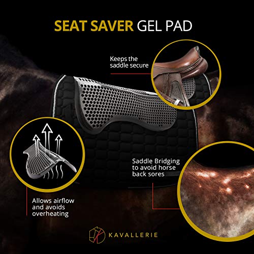 Kavallerie Gel Saddle Pad - Helps with Saddle Bridging, Sore Back, Swayed Back, High Withers English Bareback Pad for Horses, Protective, Perfect for Eventing, Schooling, Dressage - size: Seat Saver