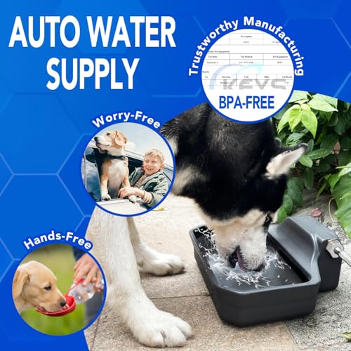 PETTEN Auto Fill Dog Water Bowl, Outdoor 1Gal/3.75L Automatic Dispenser - color: Grey