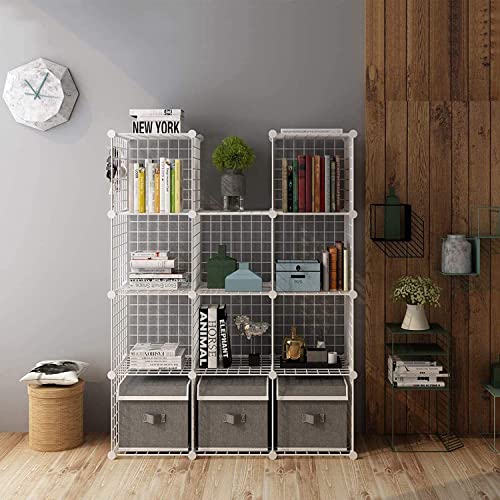 C&AHOME Wire Cube Storage, 12-Cube Storage Organizer Metal, C Grids, White - color: White