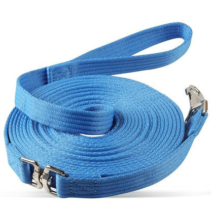 26FT Horse & Dog Training Leash - Lunge Line with 360° Swivel Snaps - color: Light Blue