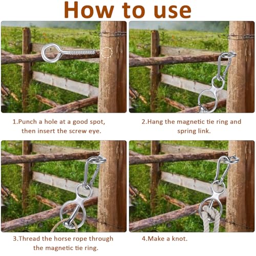 MAQUITA Horse Tie Ring, Safe Tie Horse Supplies, Humane Way Tie Ring, Magnetic Ring for Tying and Retracting, Helps Horse Pull Back and Releases Stress from The Horse