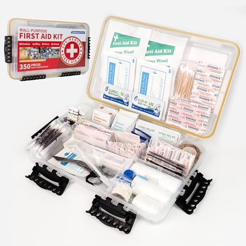 Prelady-350 Pieces All-Purpose 100-Person Emergency First Aid Kit – Waterproof Plastic Case | Clearly Organized for Fast Retrieval | Perfect for Home, Business, Workplace, Boat, Travel, Outdoor & Car