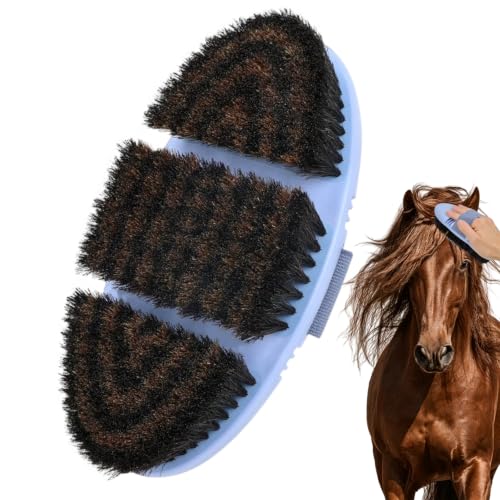 Soft Horsehair Horse Face Brush Flexible Horse Brush for Grooming | Horsehair Bristles,TPR Brush Back,Horse Head&Face&Body Grooming Brush,Horsehair Brush for Dogs&Cats,Remove Loose Hair Dust - color: Horsehair