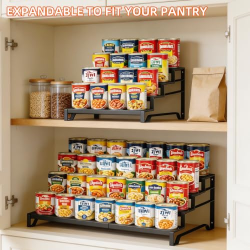 Expandable Can Organizer for Pantry, 4-Tier Adjustable Metal Can Rack - size: 4 Tier*1