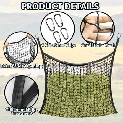 YedsIntu Hay Bags for Horses, Slow Feed Hay Nets for Horses Goat Sheep, Large Capacity Hay Feeder for Stall, Trailer, Pasture (Black) - size: 1PCS-Black