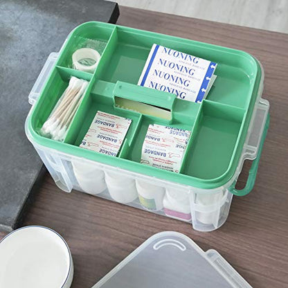 Bringer 15 QT Clear Plastic Family First Aid Box, Medicine Storage Box