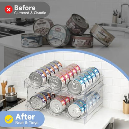 Cat Food Can Organizer 2-Tier Hold 36 Cans 3.5oz Transparent Cat Can Rack - size: 2 Layers