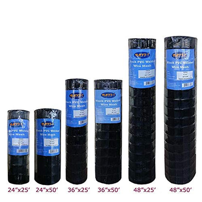 Black PVC Coated Welded Wire Mesh Garden Economy Fence 36 Inch x 50 Foot-3 Inch x 2 Inch 16GA - color: Black, size: 36"x50\'-3"x2" 16GA