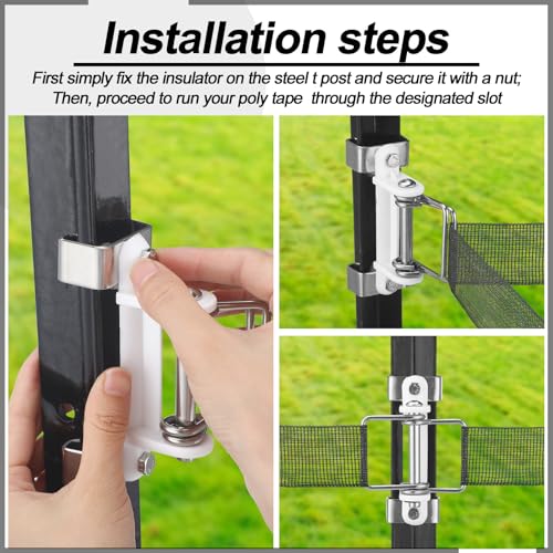 Blulu 20 Pcs T Post Polytape Corner Insulator, Electric Fence Insulators