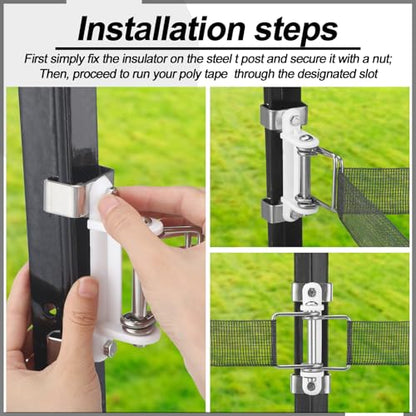 Blulu 20 Pcs T Post Polytape Corner Insulator, Electric Fence Insulators