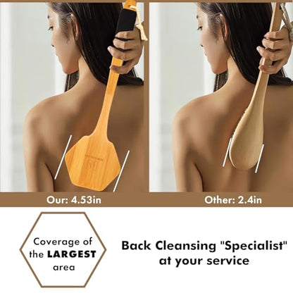 NORTHSONG Body Brush Back Brush Shower Brush Back Scrubber for Exfoliating | Large Head Bath Brush,17.72"Extra-Long Curved Bamboo Handle,100% Boar Bristles,ideal for Elderly,Shoulder Pain,Gift Ready - size: 17.72 Inch Back brush-1Pack