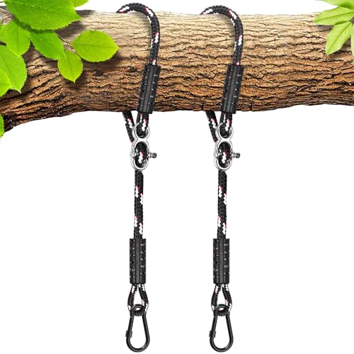 SELEWARE 10ft Tree Swing Rope, Adjustable Hammock Straps Hanging Kit | Quick Easy Installation, Fits Tree Branches, Black 2 Pack, Ideal for Indoor Outdoor Use, Camping, Hammock Chairs and Swings - color: Black-2 Pack, size: 10ft