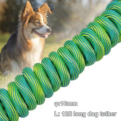 BTINESFUL 8/12/20/30/50/75ft Dog Tie-Out Long Tether Rope Dog Lead for Yard - color: Green, size: 12 Foot