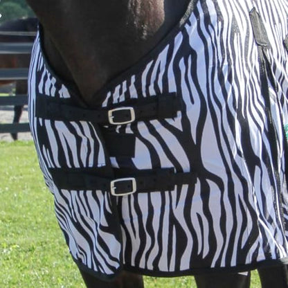 Country Pride Zebra Print Soft Mesh Fly Sheet for Horses, Summer Insect Protection, Adjustable Double Buckle Front, Shoulder Gussets, Removable Leg Straps, Breathable Mesh Horse Blanket (78 in) - size: 78 in