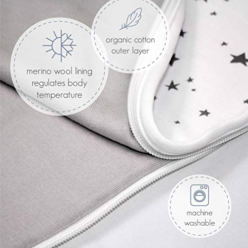 Woolino Ultimate Baby Sleep Sack – 4 Season Merino Wool Sleeping Bag, Organic Cotton Outer, Temp Regulating Blanket, Adjustable Sleep Sack Universal Size 2–24 Months - Teddy Bear - color: Teddy Bears