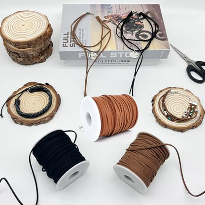 LUSTEMBER Leather String, Faux Leather Cord, Flat Suede Leather Lace for Necklaces, Bracelets, Jewelry Making, Tassels, Dream Catchers and Art Crafts - size: Light Brown