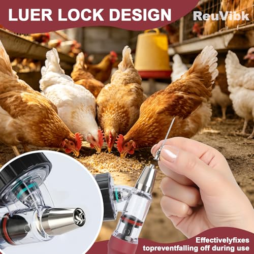 5ml Continuous Self-Refilling Livestock Syringe, 10 Needles Included - color: Rose Red