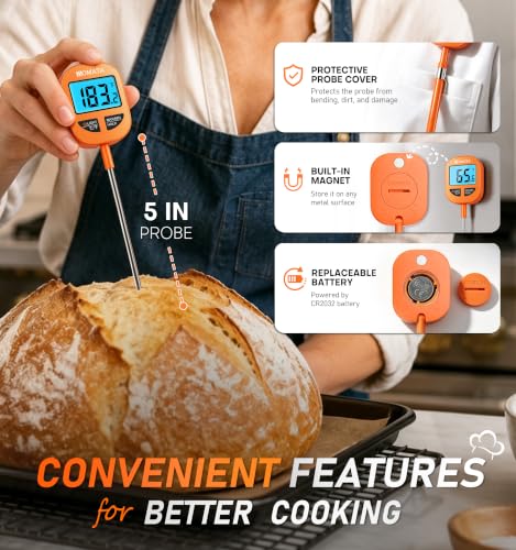 BOMATA Digital Meat Thermometer, 5" Probe, IPX6 Waterproof - size: 5"