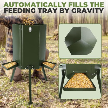 Metal Deer Feeder, Gravity Deer Feeder with Locking Lid