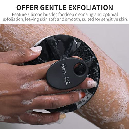 Silicone Body Scrubber, BEAUTAIL Gentle Exfoliating Shower Brush for Body | Hygienic Silicone Loofah, Easy-Grip Handle, Soft Bath Essential Scrubber for Sensitive Skin, Women, Men & Kids, 1 Pack, Black - color: Black 1 Pc
