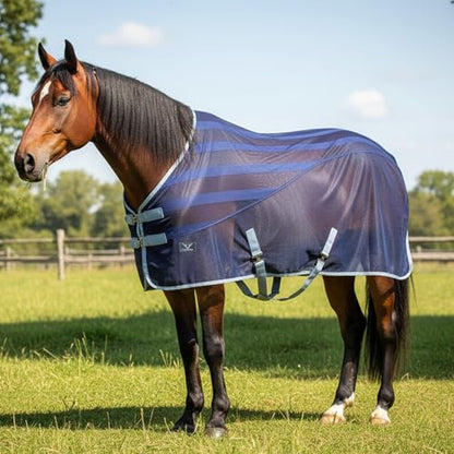 TuffRider Dual Fabric Scrim Sheet-Navy/Grey-78 - size: 78