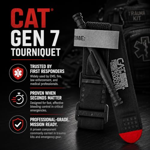 CareTac IFAK Trauma & First Aid Kit with CAT Gen 7 Tourniquet – Military-Grade Tactical Medical Kit Includes Israeli Bandage, Chest Seal, Splint & CPR Mask for Bleed Control, Gunshot Wounds & More - color: Red
