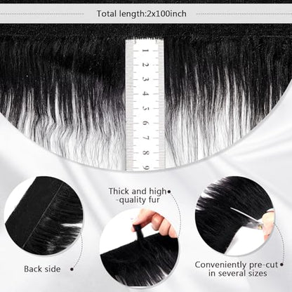 Tatuo 2 X 100 Inch Black Fake Fur Fabric for Crafts Sewing DIY - color: Black, size: 2 x 100 Inch