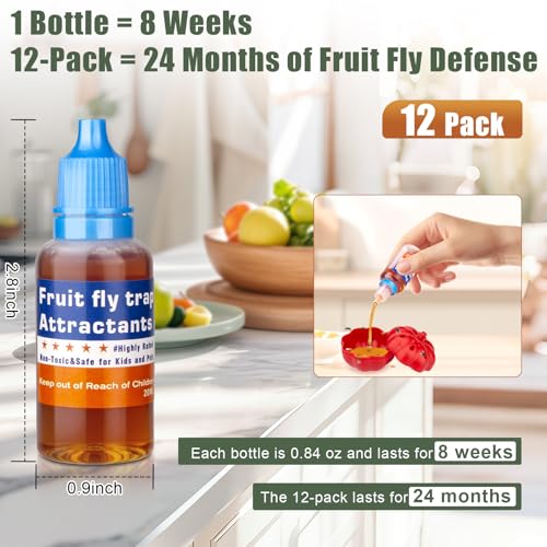 Fruit Fly Trap Refill Liquid, Gnat Killer&Fruit Fly Catcher Bait Refill, - color: Blue, size: 12