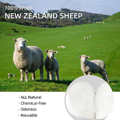 Wool Dryer Balls, XL Pack of 6, Reusable Natural Fabric Softener - Gray | Handmade, cruelty-free, 100% NZ wool, cuts drying time, anti-static, unscented, baby-safe, 1000+ loads,with storage bag