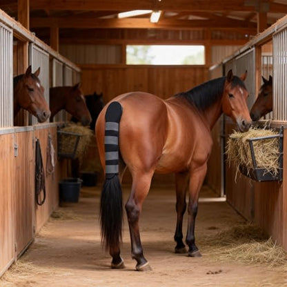 Horse Tail Wrap Protector & 2 Bags with Fringe, Adjustable Non-Slip Tail Guard for Trailers, Stalls, Shows, Black