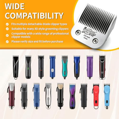 Size 3-3/4FC Detachable Pet Grooming Clipper Blade with Ceramic Cutter, 13mm 1/2 Inch Cut Length, Silver, Compatible with Andis, Oster A5, Wahl KM10, 1 Pack - color: Silver, size: 3-3/4FC 13mm