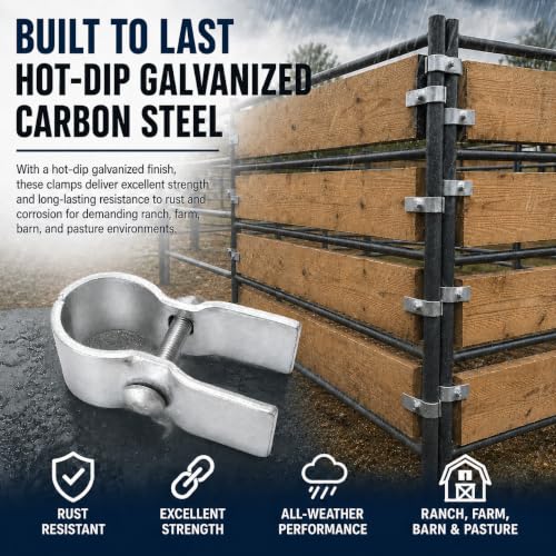 8-Pack Horse Panel Clamps for Wood Boards, Heavy-Duty Galvanized Steel, Fit 1-7/8" Livestock Corral Panels, Securely Attach Lumber to Horse Stalls & Round Pens