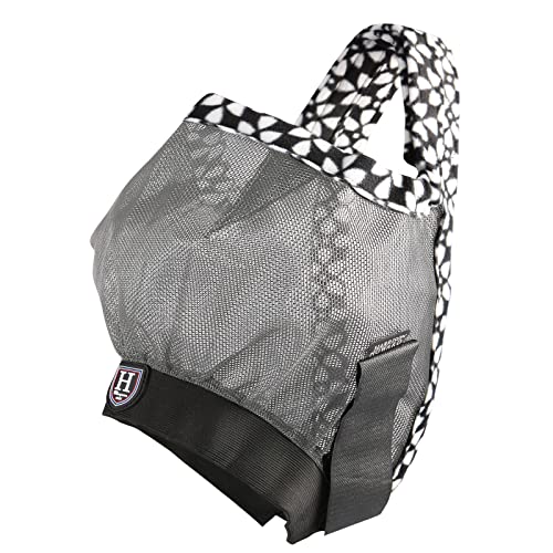 Harrison Howard Cattle Livestock Fly Mask Breathable Mesh Padded Edging with Fun Patterns Large Spacing Forelock Opening Design Adjustable Fit for Cattle Deep Grey - color: Deep Grey
