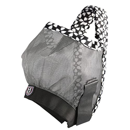 Harrison Howard Cattle Livestock Fly Mask Breathable Mesh Padded Edging with Fun Patterns Large Spacing Forelock Opening Design Adjustable Fit for Cattle Deep Grey - color: Deep Grey