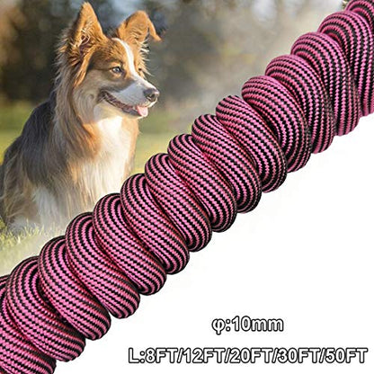 50FT Dog Tie-Out Rope + Bungee Dog Leash Extension