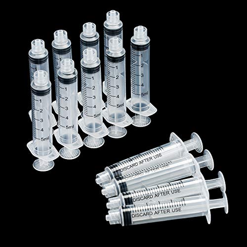 TecUnite 5 ml 20 Pack Plastic Syringes Without Needle for Liquid and Craft - size: 5 ML