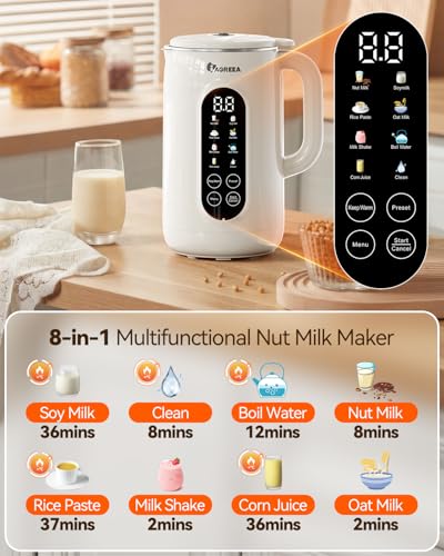 IAGREEA 10-in-1 Nut Milk Maker Machine, 42oz Soy Milk Blender - color: white