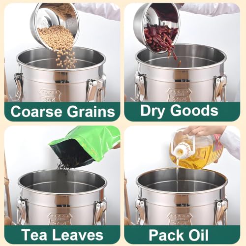 1.6Gal 304 Stainless Steel Bucket with Lid, Airtight Food Storage Container - size: Standard 6L/1.6gal