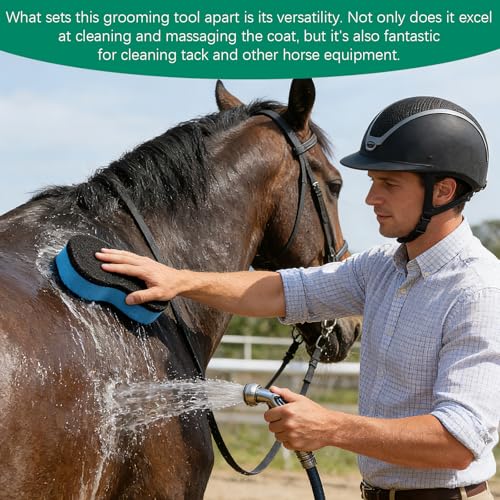 Horse Groomer Shower Sponge Grooming Tool for Cleaning and Massage,Reusable Versatility Brush Scrubber for Body Hair,1 Pack