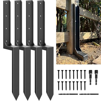 IRONBABE 33.62" Fence Post Repair Kit, Fix Broken 4x4/6x6 Wood Posts, 4Pack - size: AS1-4Pack 35.18x7.06x5.37"